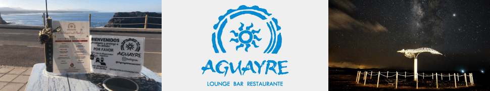 Banner for Aguayre Cocktail Bar and Restaurant in El Cotillo, Fuerteventura, enjoy an amazing sea view.