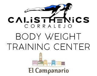 Banner für Calisthenics Corralejo, Body Weight Training Center auf Fuerteventura; gelegen im Camapanario Villa Comercial in Corralejo.